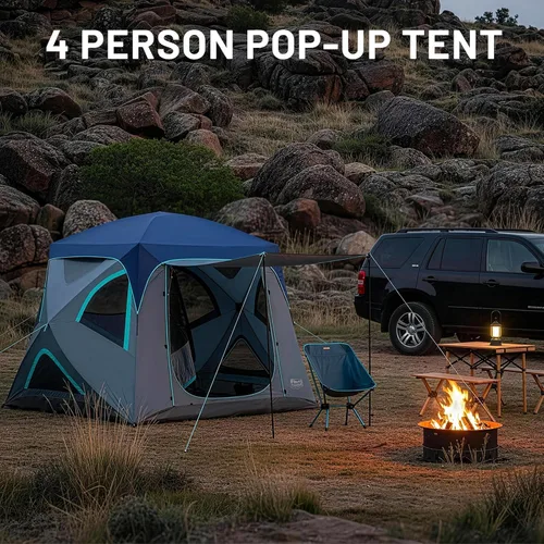 Miniatura 4 de TIMBER RIDGE Camping Tent, 4/6 Person Instant Pop Up Hub Tent with 8 Windows, Easy 60 Second Setup, Weather Resistant Family Cabin Tents with Rain