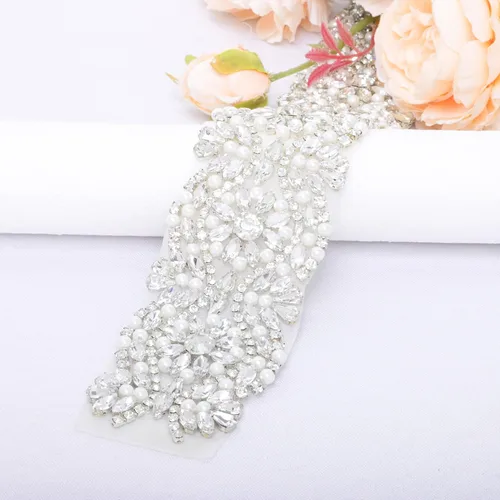 Miniatura 2 de Cinturón de boda Cinturón de diamantes de imitación Cinturón de perlas de boda Cinturón de vestido de novia Cinturón de cristal con apliques