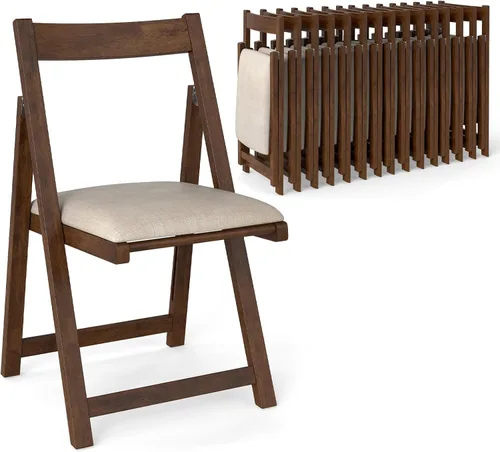 Miniatura 14 de GOFLAME Juego de 4 sillas plegables para comedor, sillas plegables con asiento acolchado y respaldo ergonómico, estructura de madera de goma, sillas