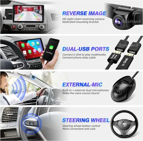 Miniatura 5 de Pantalla táctil Android compatible con Carplay Android Auto, radio de coche estéreo Bluetooth navegación reproductor multimedia GPS WiFi FM/AM