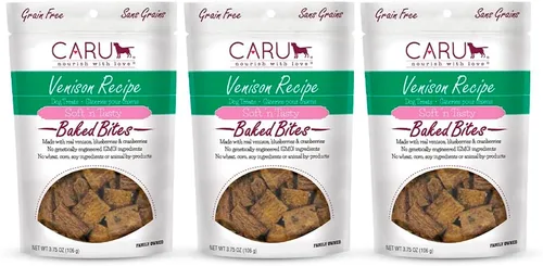 Miniatura 14 de Caru Soft n' Tasty Baked Bites Salmon Bites - Golosinas para perros para entrenamiento, carne real con arándanos y arándanos, bolsas de 4 onzas