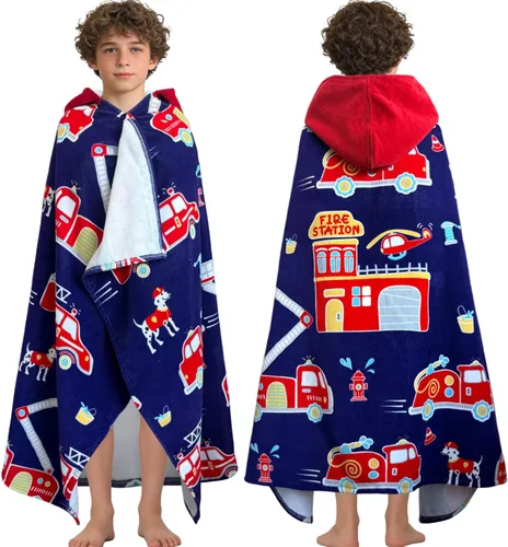 Miniatura 40 de VOOVA & MOVAS Toalla de playa con capucha para niños de 3 a 8 años, 30 x 50 pulgadas, suave, gruesa, grande, 100% algodón, absorbente para playa