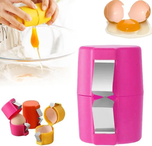 Miniatura 12 de Galleta y pelador de huevos de naranja – Rompe cáscara de huevo de acero inoxidable, separador y cortador para huevos crudos y duros