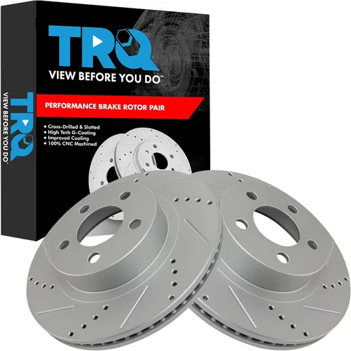 Miniatura 411 de TRQ Juego de rotores de freno de rendimiento trasero con revestimiento G premium compatible con Mazda 6 2014-2021