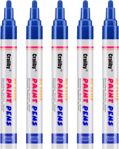 Miniatura 12 de Marcadores de pintura blanca, paquete de 5 rotuladores de pintura a base de aceite, impermeables, de secado rápido y permanente, para pintura