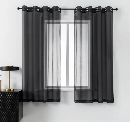 Miniatura 14 de DUALIFE Cortinas Amarillas de 72 Pulgadas de Largo para Dormitorio Juego de 2 Paneles con Ojales Ventana Semi Voile Filtrado de Luz Cortinas