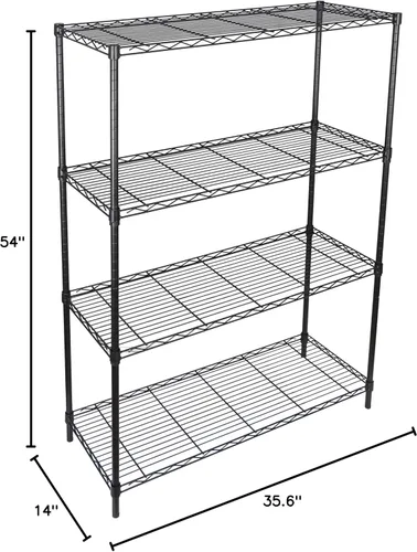 Miniatura 2 de ZENY Estantería de almacenamiento ajustable de 4 estantes, estante de alambre organizador de acero, estante de almacenamiento con patas niveladoras