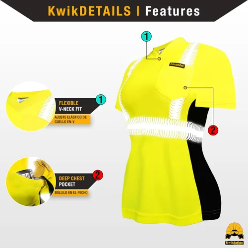 Miniatura 5 de KwikSafety - Charlotte, NC - Vixen Hi Vis Short Sleeve Safety Shirt for Women [Angel Hair Reflective Tape] Amarillo