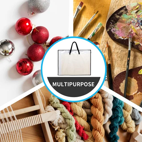 Miniatura 5 de SUNEE Bolsa de arte de 19 x 25 pulgadas, 3 paquetes de organizador de suministros para artistas con asa, carpeta de almacenamiento con cremallera