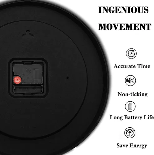 Miniatura 7 de QINFIEY Reloj de pared para niños con movimiento silencioso de 12 pulgadas, reloj de pared redondo sin tictac para niños, funciona