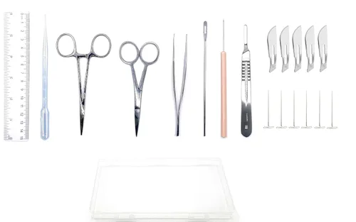 Juego de disección de lujo de 20 piezas en estuche de plástico para laboratorio de anatomía, biología y disección general