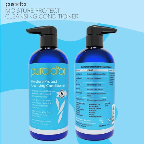 Miniatura 5 de PURA D'OR Acondicionador limpiador de protección de humedad (16 onzas) desenreda y restaura el cabello con aceite de argán, lavanda, sin sulfato