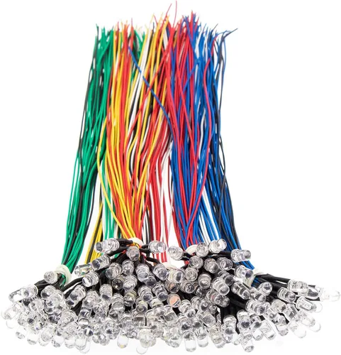 Miniatura 3 de 165 diodos emisores de luces LED precableadas de 12 V 0.197 in (11 colores x 15 piezas) kit surtido de lentes transparentes, blanco cálido, blanco