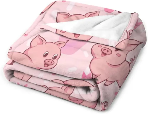 Miniatura 3 de Manta de cerdo para regalo, manta de franela polar de 50 x 60 pulgadas, suave para niñas, niños y adultos, ligera, cómoda, cálida manta con temática