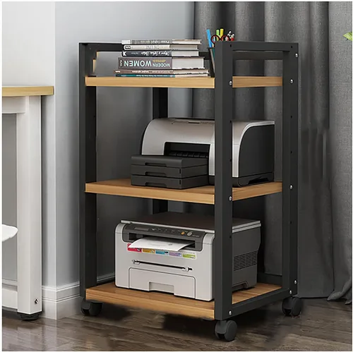 Miniatura 10 de Shelves Removable Audio Stand CD Rack Corner Rack Component Cabinet Stereo Rack Audio Tower with Height Adjustable Wooden Shelf for B-5-50x40x100cm
