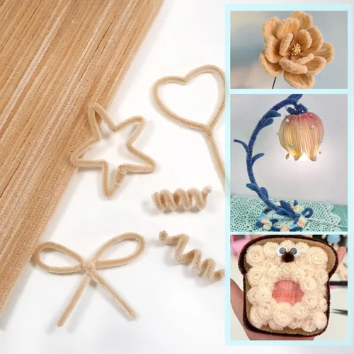 Miniatura 4 de TOAOB 100 unidades de limpiadores de tuberías Limpiadores de tuberías beige Tallos de chenilla de 6 mm x 12 pulgadas Palos esponjosos Suministros