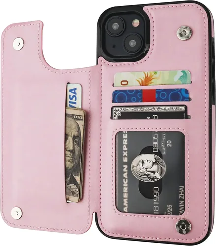 Miniatura 15 de ONETOP - Funda tipo cartera compatible con iPhone 15 Plus con soporte para tarjetas, funda de cuero PU con soporte y ranuras para tarjetas, doble