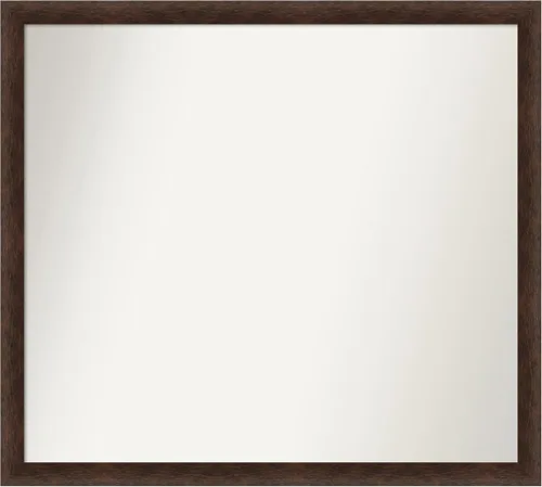 Miniatura 203 de Amanti Art Espejo de pared personalizado no biselado (24 x 27 pulgadas), marco estrecho de nogal chipre - varios tamaños personalizados - Espejo