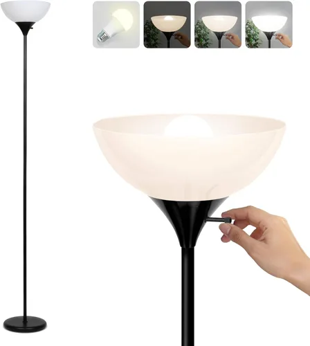 Miniatura 10 de Brightech Lámpara de pie LED regulable Sky Dom, lámpara de pie Torchiere para sala de estar, dormitorio y oficina, lámpara de pie alta para leer