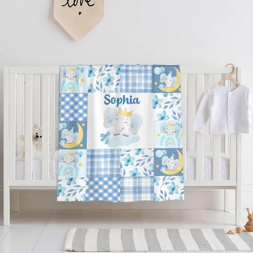 Miniatura 10 de Manta personalizada con nombre, manta personalizada de animales de bebé, regalos conmemorativos para envolver niños pequeños, cumpleaños familiar