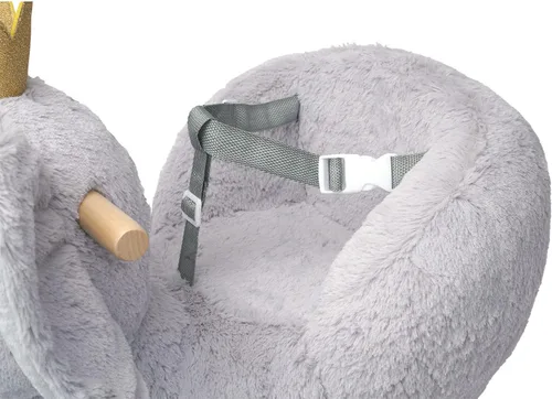 Miniatura 6 de Manhattan Toy Juguete mecedor de madera de elefante de peluche con corona, cinturón de seguridad ajustable y empuñaduras de madera grandes