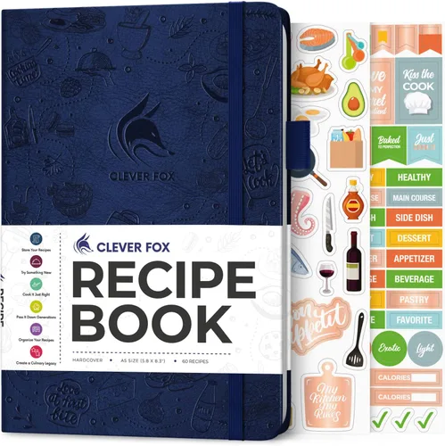 Miniatura 16 de Clever Fox Libro de recetas - Libro de cocina familiar en blanco - Diario de cocina vacío - Organizador de cuadernos para escribir recetas - Turquesa