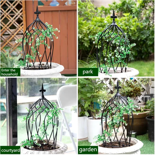 Miniatura 7 de Enrejado de obelisco de metal de 23 pulgadas para plantas trepadoras, diseño de hierro resistente, ideal para rosas al aire libre y enredaderas