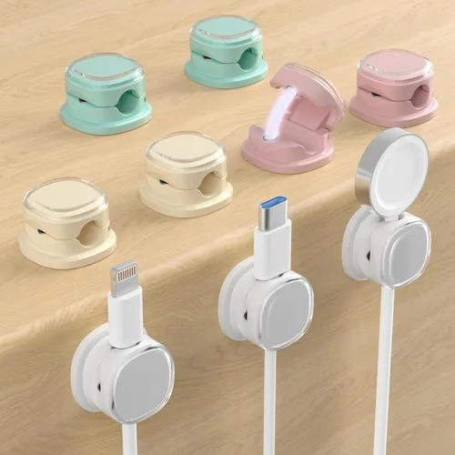 Miniatura 23 de Clips de cable magnéticos, soporte de cable ajustable, organizador adhesivo de alambre para hogar, oficina, escritorio, teléfono, PC, automóvil