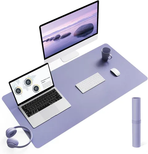 Miniatura 7 de YSAGi Almohadilla de escritorio de piel antideslizante, tapete impermeable para teclado de computadora portátil, protector de mesa y alfombrilla