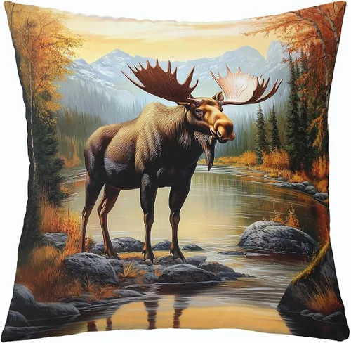 Miniatura 23 de Cartoon Bear Pillow Cover Cute Wild Animal Paw Print Cushion Cover for Kids Boys Girls Teens Jungle Pine Trees Silhouette Cabin Pillow Case for