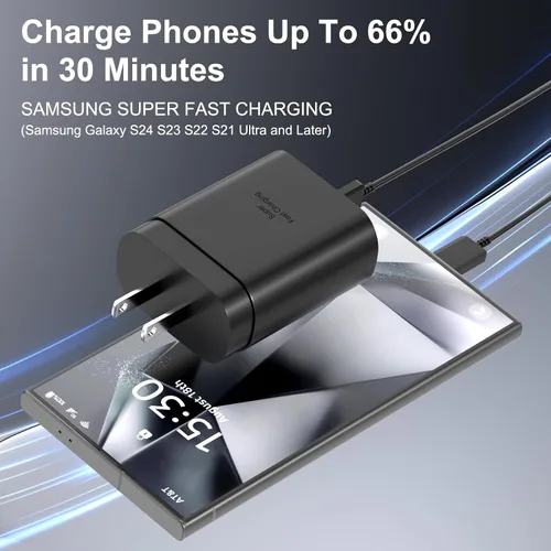 Miniatura 2 de Samsung USB-C - Adaptador de alimentación de carga súper rápida, bloque de carga PD de 25 W para Samsung Galaxy S26/S26 Ultra/S26+/S25
