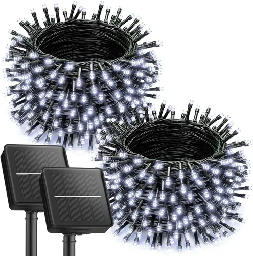 Miniatura 14 de Brightown Paquete de 2 luces solares de cadena para exterior, cada una de 46 pies, 120 luces LED, luces solares de cadena para exterior con 8 modos