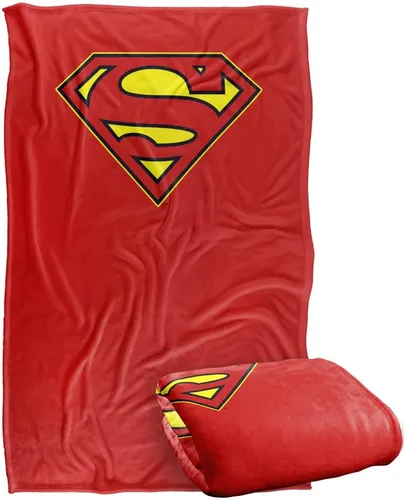 Superman - Manta de 36 x 58 pulgadas, capa de Superman con logotipo a todo color, tacto sedoso, manta súper suave
