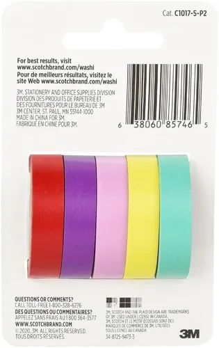 Miniatura 4 de Scotch Cinta washi, diseño tropical, 5 rollos, ideal para diario de viñetas, álbumes de recortes y decoración de bricolaje (C1017-5-P2)