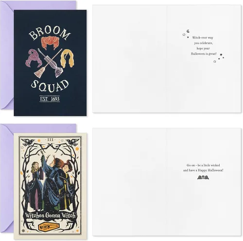 Miniatura 4 de Hallmark Hocus Pocus - Surtido de tarjetas de Halloween, Sanderson Sisters (16 tarjetas y sobres)