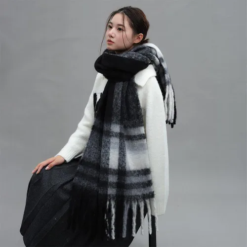 Miniatura 85 de Bufanda grande y gruesa de gran tamaño, esponjosas, de lana grande, gruesa, cálida para invierno