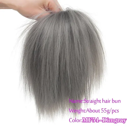 Miniatura 2 de GRFIT Extensiones de moño de cabello sintético, extensiones de moño desordenadas, esponjosas, de cabello lacio, banda elástica, moño, extensiones