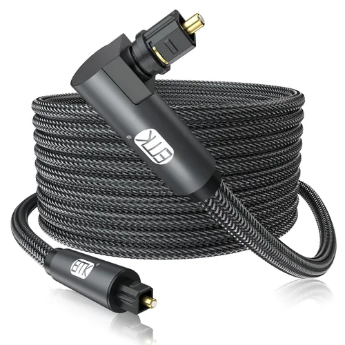 Miniatura 9 de EMK Cable óptico Toslink de 90 grados con enchufe giratorio de 360 grados, cable de fibra óptica S/PDIF Toslink macho a macho para cine en casa