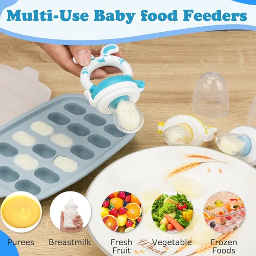 Miniatura 3 de Moldes para paletas de leche materna y alimentador de frutas para bebés, bandeja de silicona para congelador, contenedor de almacenamiento