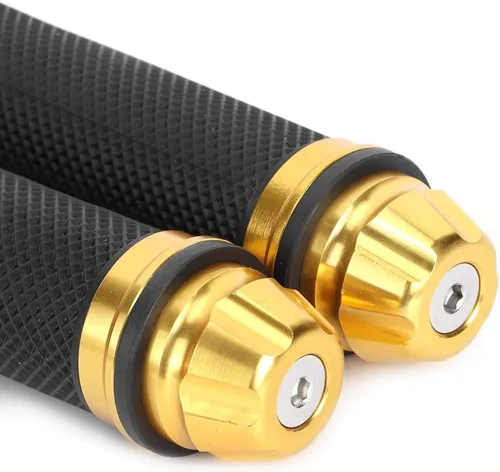 Miniatura 2 de Empuñaduras de manillar de motocicleta, empuñaduras de goma con extremo de aluminio, universales para barra de mango de 7/8 "(22 mm) (dorado)