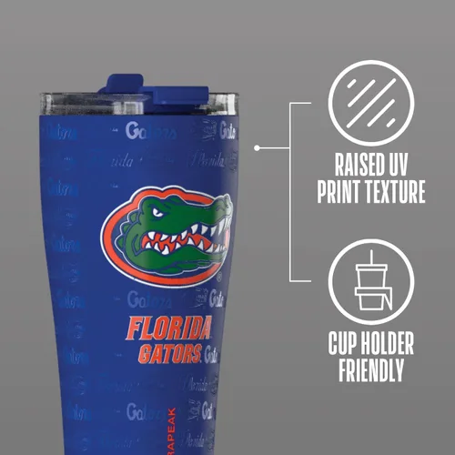 Miniatura 2 de Hydrapeak Vaso de acero inoxidable de 30 onzas con licencia oficial de los Florida Gators con tapa de doble sorbo o popote 2 en 1, apto para florida