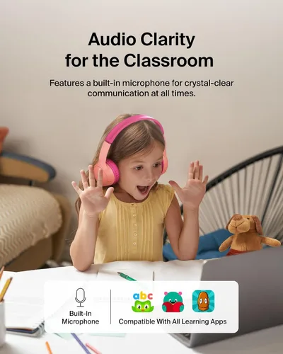 Miniatura 5 de Belkin SoundForm Mini con estuche - Auriculares inalámbricos Bluetooth para niños con vida útil de batería de 30H, límite de volumen seguro de 85dB