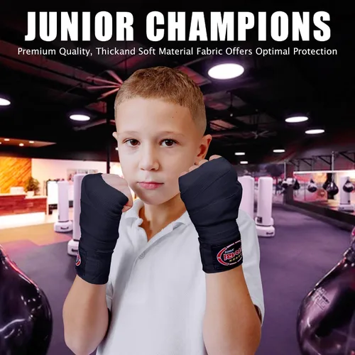 Miniatura 2 de FARABI - Vendas de mano de boxeo para niños, 8.2 ft, vendas de mano junior, envolturas de mano para boxeo, Muay Thai, MMA Boxeo, vendas de mano