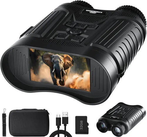 Gafas de visión nocturna, prismáticos de visión nocturna 4K para adultos, pantalla HD de 3 pulgadas y linterna externa con zoom digital de 8X, rango