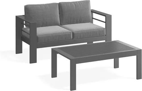 Miniatura 33 de Solaste Juego de muebles de patio de aluminio para todo tipo de clima, moderno juego de muebles de metal para exteriores con asientos profundos