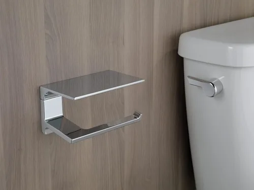 Miniatura 2 de DELTA Soporte de papel higiénico pivotal con estante, cromo pulido, accesorios de baño, 79956 6.93 x 3.94 x 3.5 pulgadas