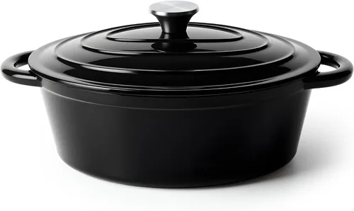 Horno holandés ovalado para hornear pan, olla de horno holandés de hierro fundido esmaltada antiadherente de 4.5 cuartos de galón con tapa, cazuela