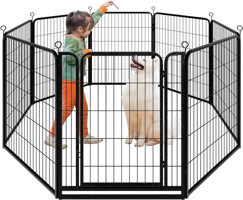 Miniatura 23 de Kfvigoho Corralito para perros para exteriores, extra ancho, 12 paneles de alta resistencia con revestimiento antioxidante, valla para perro