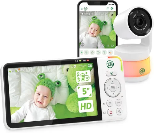 LeapFrog Monitor de bebé LF925HD con cámara y audio, monitor de bebé de acceso remoto WiFi de 1080p, cámara panorámica e inclinación de 360°, zoom
