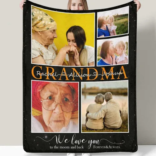 Miniatura 17 de D-Story Manta personalizada para el día de la madre con fotos: fabricada en Estados Unidos, regalos personalizados de hija e hijo, manta de fotos